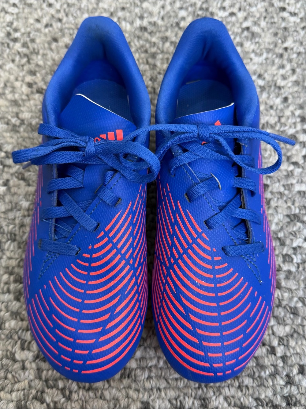 Adidas Predator blue orange lace up kids junior soccer cleats 3 - Picture 2 of 11
